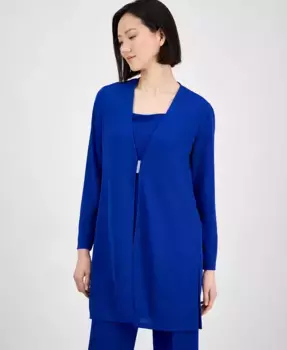 Женский кардиган Bar-Buckle с длинными рукавами Anne Klein, синий