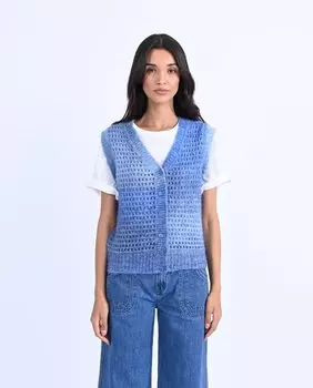 Женский кардиган без рукавов из смесовой вязки Molly Bracken, синий