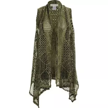 Женский кардиган без рукавов с открытой передней частью, связанный крючком, бикини Anna-Kaci, цвет Olive Green