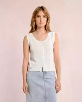 Женский кардиган без рукавов с застежкой на пуговицы Molly Bracken, цвет Crudo