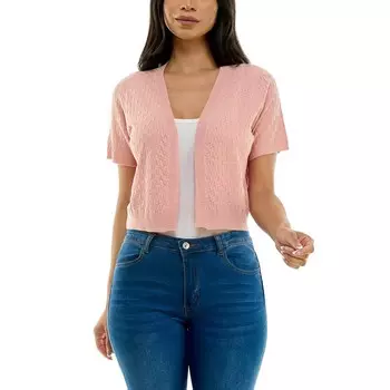 Женский кардиган-болеро квадратной вязки Nina Leonard, цвет Blush