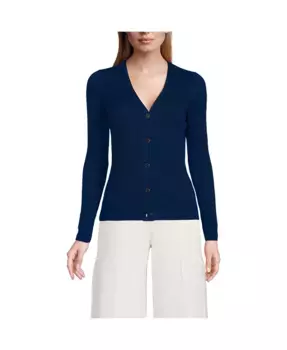 Женский кардиган Drifter Baby Cable с V-образным вырезом - топ в комплекте Lands' End, синий