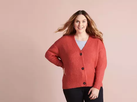 Женский кардиган esmara, повседневного кроя, с V-образным вырезом, красный