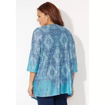 Женский кардиган гармонирующей вязки с узором "в елочку"Catherines больших размеров, цвет Black Floral Leaf