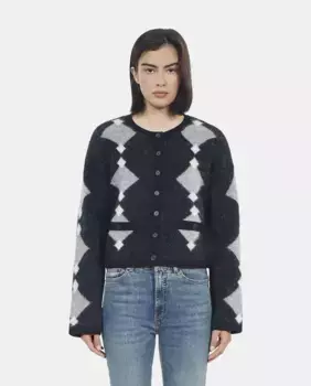 Женский кардиган из альпаки с ромбами The Kooples, черный