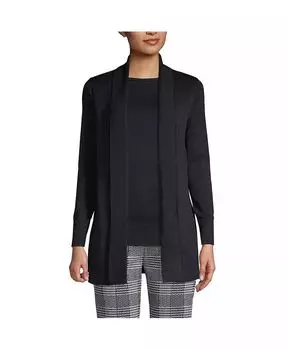 Женский кардиган из хлопка и модала с воротником-шалью Lands' End, черный