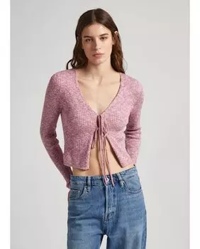 Женский кардиган из меланжевой ткани с V-образным вырезом Pepe Jeans, розовый