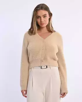 Женский кардиган из мягкой ткани с застежкой на пуговицы Lili Sidonio, бежевый