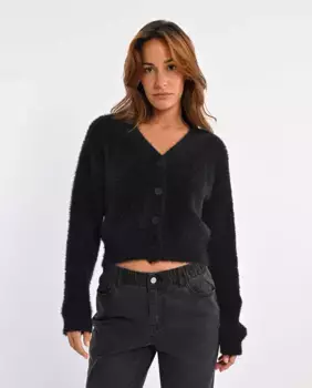 Женский кардиган из мягкой ткани с застежкой на пуговицы Lili Sidonio, черный