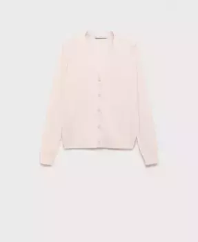 Женский кардиган из ребристой ткани с добавлением шелка Mulberry MANGO, розовый