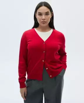 Женский кардиган из ребристой ткани с добавлением шелка Mulberry MANGO, красный