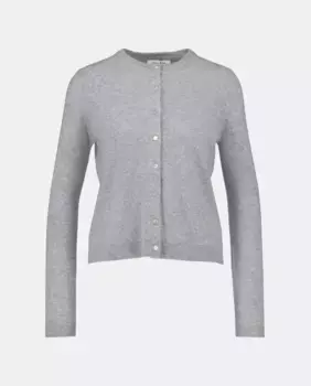 Женский кардиган из шерсти с круглым вырезом и кашемиром Easy Wear, светло-серый