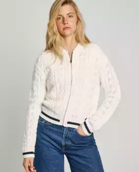 Женский кардиган косой вязки на молнии Pepe Jeans, белый