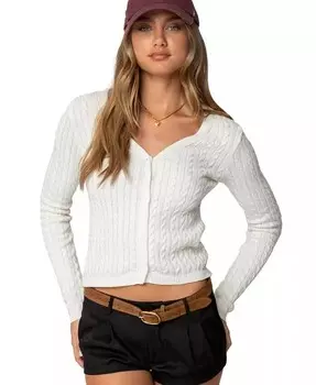 Женский кардиган косой вязки Odelia Edikted, белый