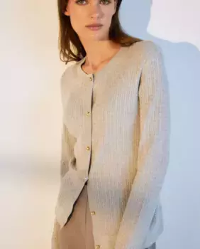 Женский кардиган косой вязки Woman El Corte Ingls, светло-серый