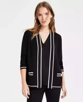 Женский кардиган Malibu с контрастной окантовкой Anne Klein, черный