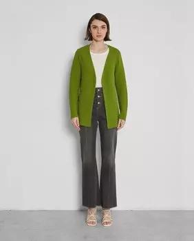 Женский кардиган миди без застежки Trucco, зеленый