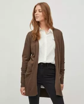 Женский кардиган миди с длинным рукавом Vila, зеленый