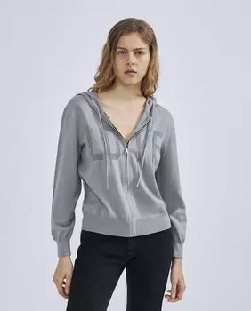 Женский кардиган на молнии и капюшоне IKKS, серый