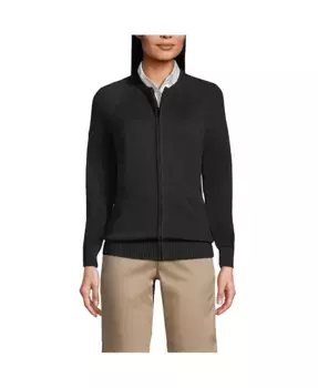 Женский кардиган на молнии из хлопка и модала Lands' End, черный