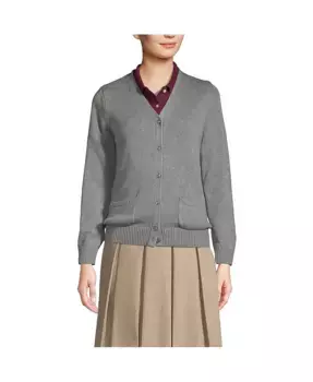 Женский кардиган на пуговицах из хлопка и модала Lands' End, серый