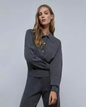 Женский кардиган на пуговицах темно-серого цвета Scalpers, темно-серый