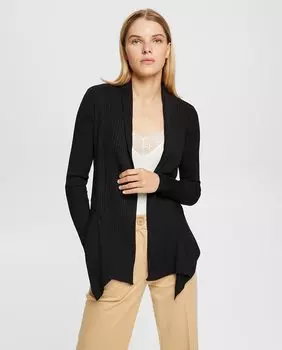 Женский кардиган открытой вязки в рубчик Esprit, черный