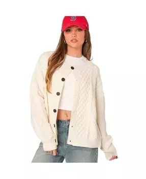 Женский кардиган Rory свободного кроя с косами Edikted, коричневый/бежевый