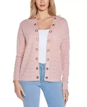 Женский кардиган с ажурной вязкой и люверсами Belldini, розовый