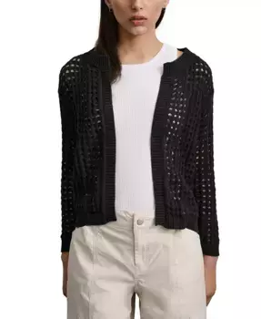 Женский кардиган с ажурной вязкой и удлиненными плечами DKNY Jeans, черный