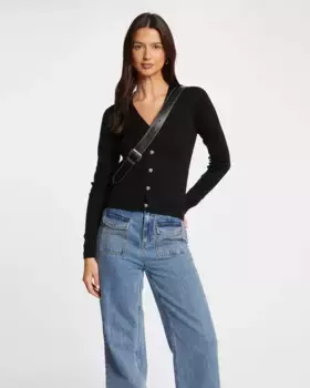 Женский кардиган с длинным рукавом и кружевной спинкой Morgan, черный