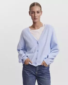Женский кардиган с длинным рукавом на пуговицах Vero Moda, синий