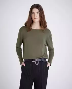 Женский кардиган с длинными рукавами цвета хаки IKKS, цвет Kaki