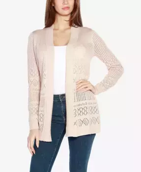 Женский кардиган с длинными рукавами и ажурной вязкой Belldini, коричневый/бежевый