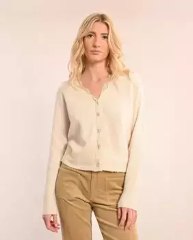 Женский кардиган с длинными рукавами и кружевными деталями Molly Bracken, цвет Crudo