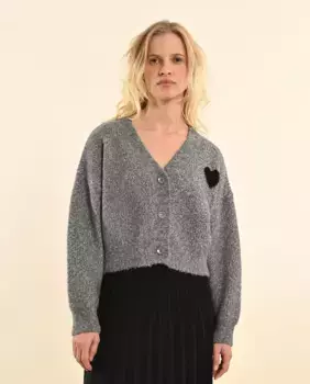 Женский кардиган с длинными рукавами и сердечком Molly Bracken, серый
