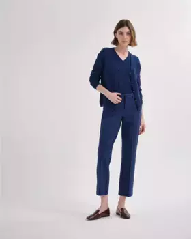 Женский кардиган с длинными рукавами и застежкой на пуговицы Lasserre, тёмно-синий