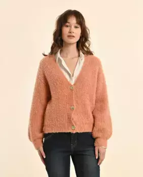 Женский кардиган с длинными рукавами из смесовой вязки Molly Bracken, оранжевый