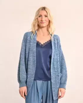 Женский кардиган с длинными рукавами из смесовой вязки Molly Bracken, синий