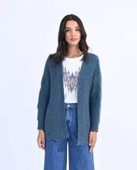 Женский кардиган с длинными рукавами из смесовой вязки Molly Bracken, синий