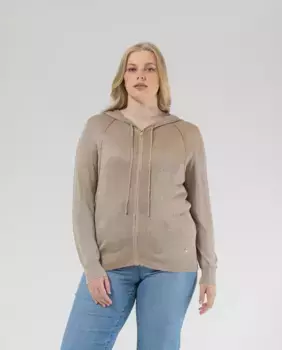 Женский кардиган с капюшоном и застежкой-молнией October, цвет Camel