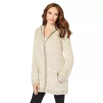 Женский кардиган с капюшоном Roaman's больших размеров с принтом и термобельем, цвет Oatmeal Chocolate