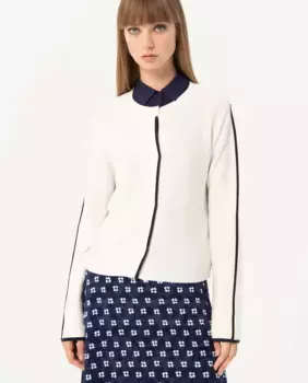 Женский кардиган с контрастными деталями и застежкой на пуговицы Surkana, белый