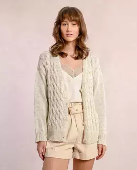 Женский кардиган с косами и застежкой на пуговицы Molly Bracken, цвет Crudo
