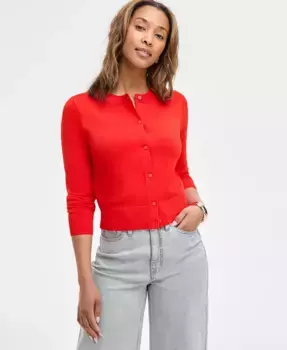 Женский кардиган с круглым вырезом и длинными рукавами On 34th, красный