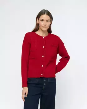 Женский кардиган с круглым вырезом и пуговицами-драгоценностями Wild Pony, красный