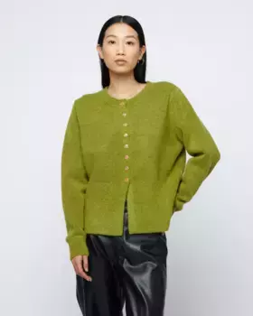 Женский кардиган с круглым вырезом и пуговицами-драгоценностями Wild Pony, зеленый