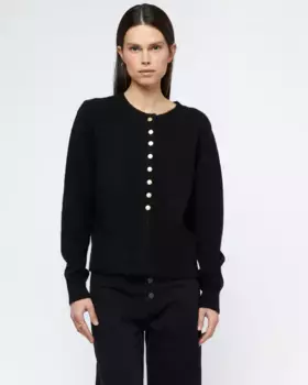 Женский кардиган с круглым вырезом и пуговицами-драгоценностями Wild Pony, черный