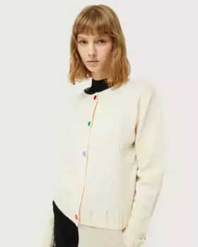 Женский кардиган с круглым вырезом и пуговицами-сердечками Compaa Fantstica, цвет Crudo