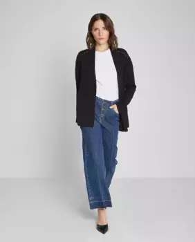 Женский кардиган с люрексом без застежки Trucco, темно-синий